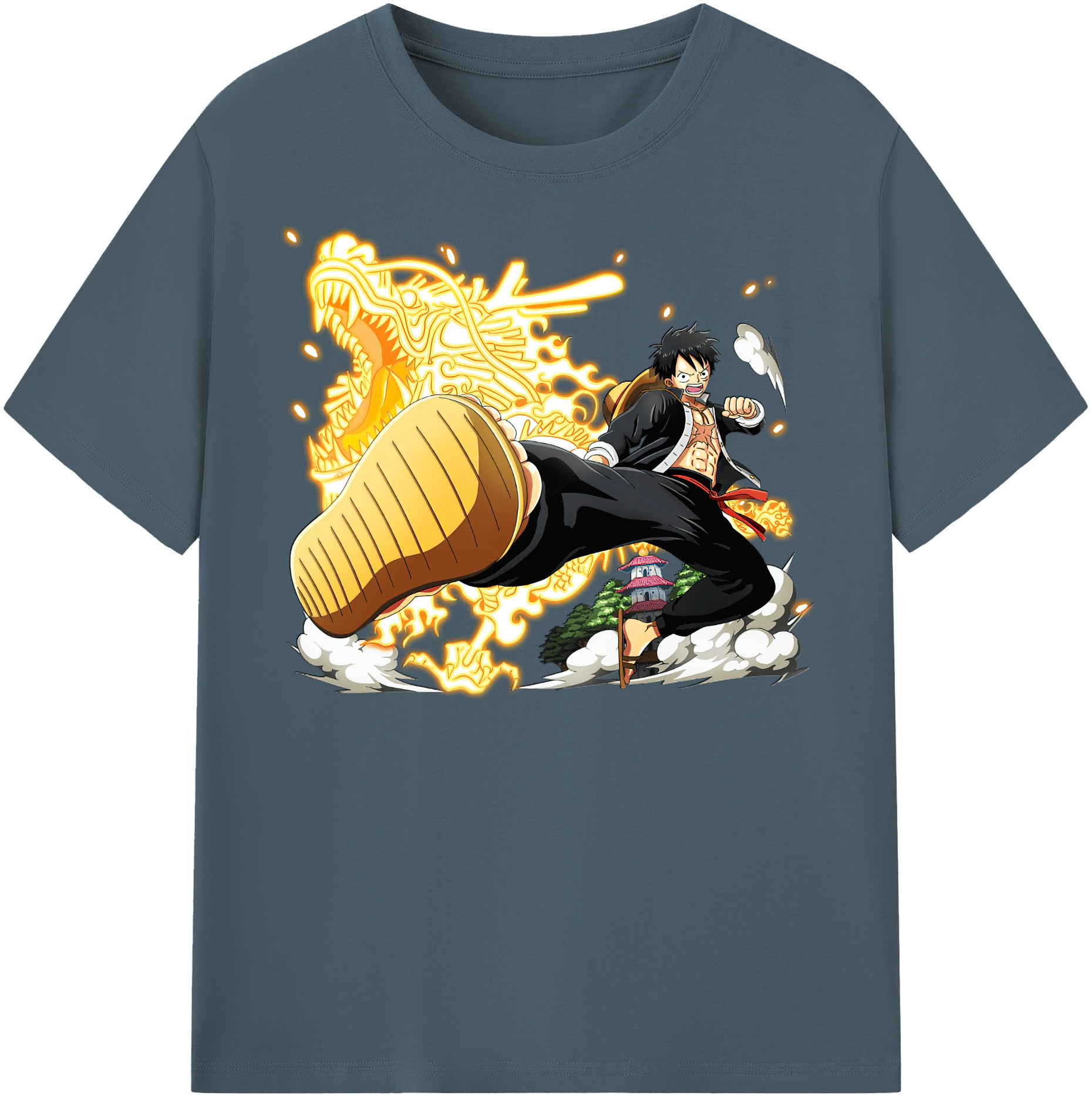 ワンピース モンキー・D・ルフィ ONE PIECE Monkey D. Luffy 綿100％半袖Tシャツ（フロントプリント）
